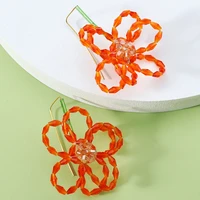 fashion acrylic weave flower dangle earrings for women girl elegant charm wedding unique luxury pendant jewelry accessories