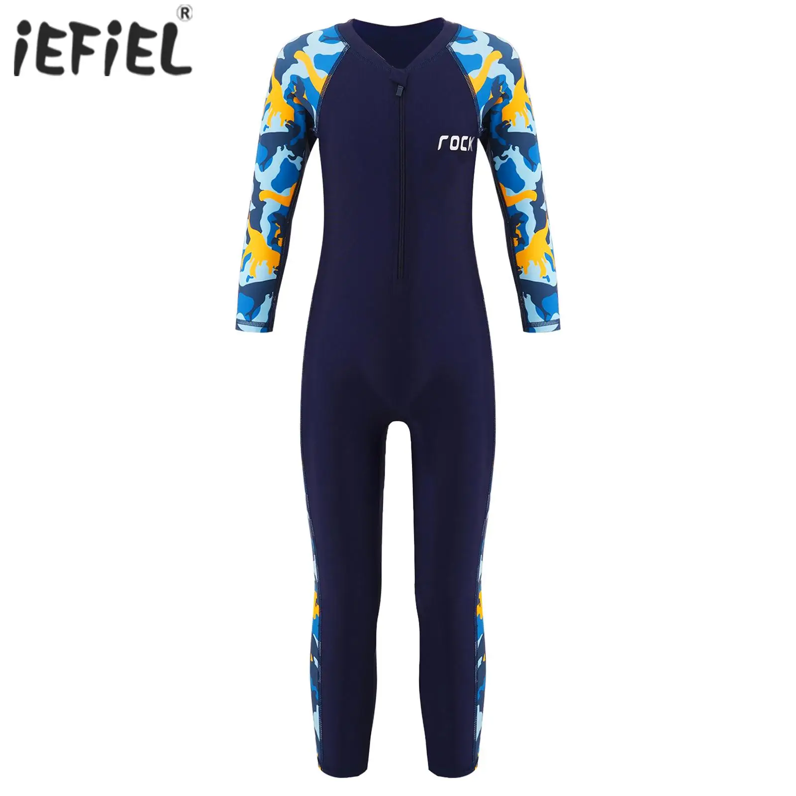 

Kids Boys Swimsuit Front Zipper Full Body Diving Swimwear One-piece Swimsuit Long Sleeve Bathing Swimming Suit Surfing Jumpsuit
