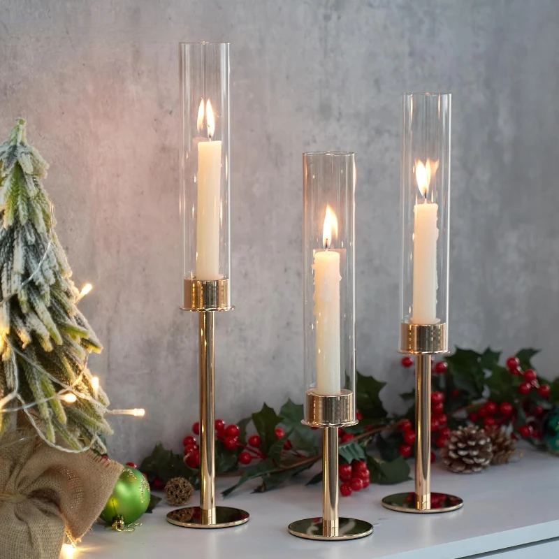 Стеклянный подсвечник с ураганом набор из 3 подсвечников стеклянная крышка для