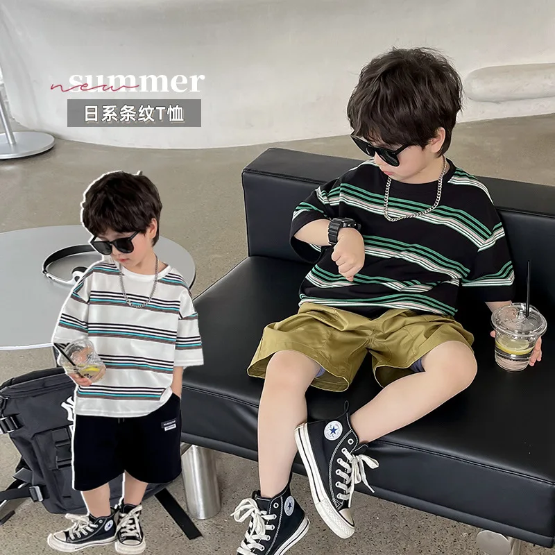 

Fashion Baby Boy's Suit Summer Stripes Casual Clothes Set Top +Shorts 2PS Baby Clothing Set for Boys Infant Suits Kids Clothes