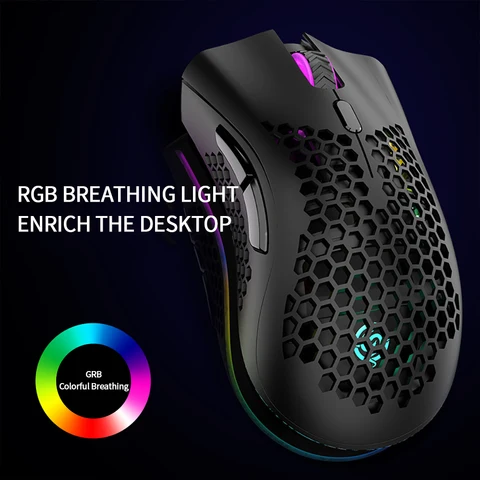 2,4G Беспроводная зарядная мышь BM600 RGB Светящаяся сверхлегкая сотовая мышь Игровые мыши для компьютеров Ноутбук Мыши Mause Game