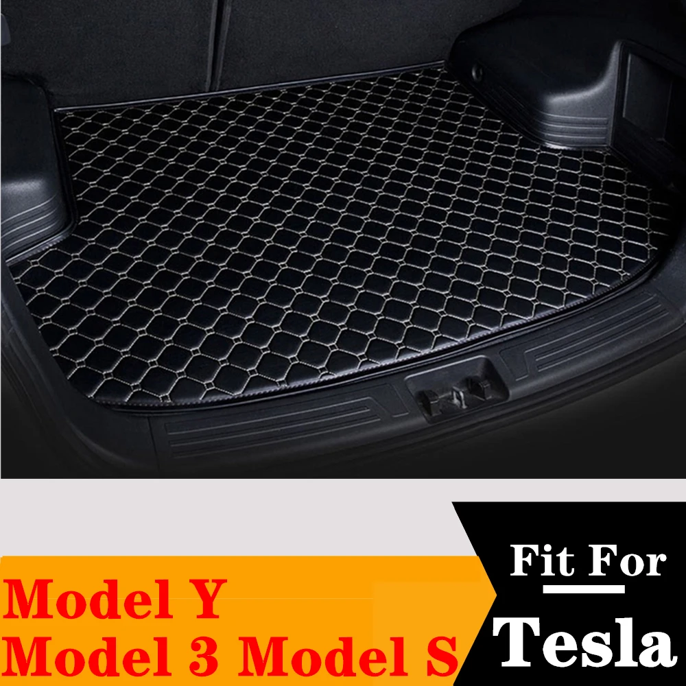 

Sinjayer Waterproof Car Trunk Mat AUTO Tail Boot Carpets Flat Side Cargo Carpet Pad Liner For Tesla Model Y Model 3 Model S