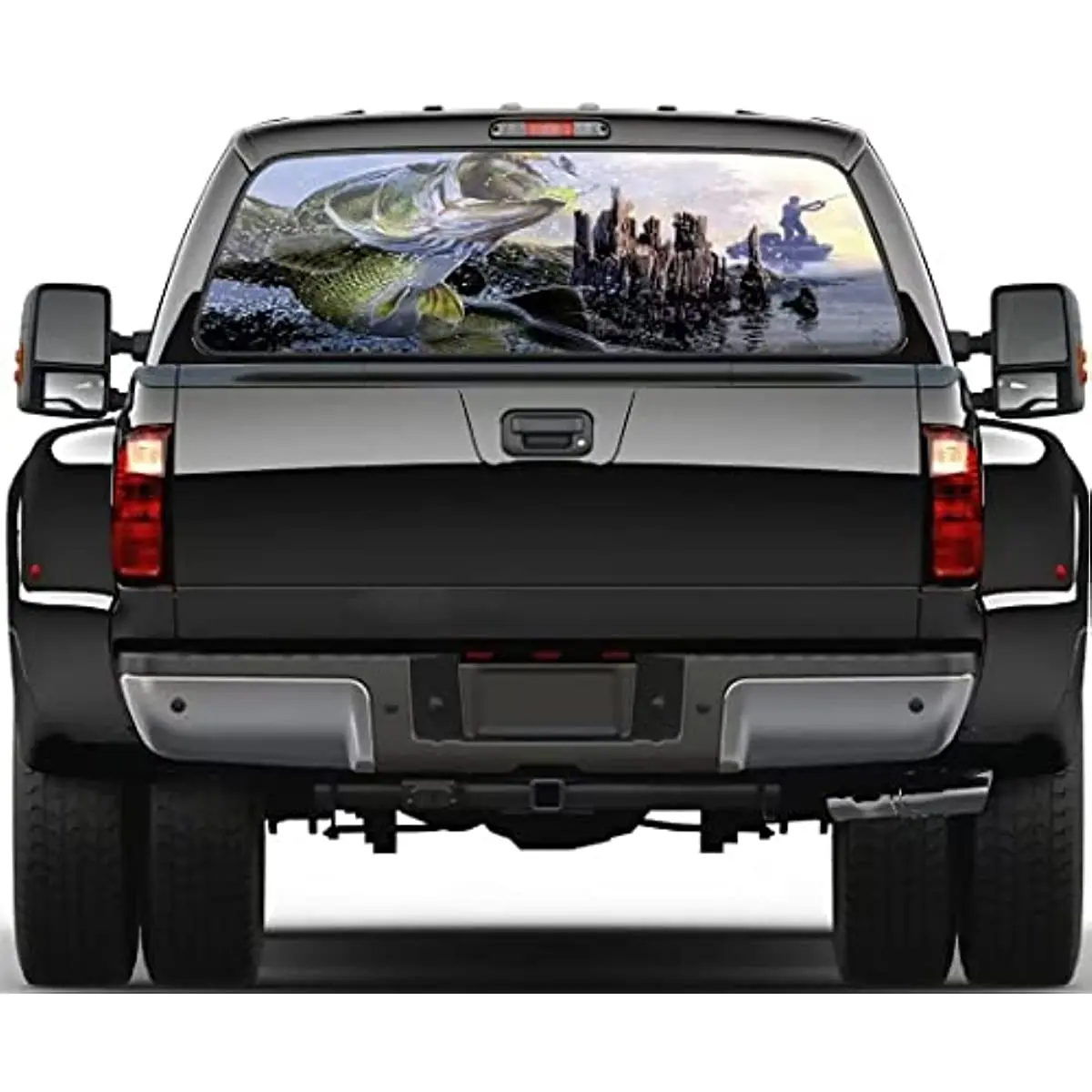 

WALLSA Seabass Fishing Car Rear Window Sticker Decoration - 66''x20'' Truck Decals Graphics for Car Trucks SUV , Fish Bass Hunt