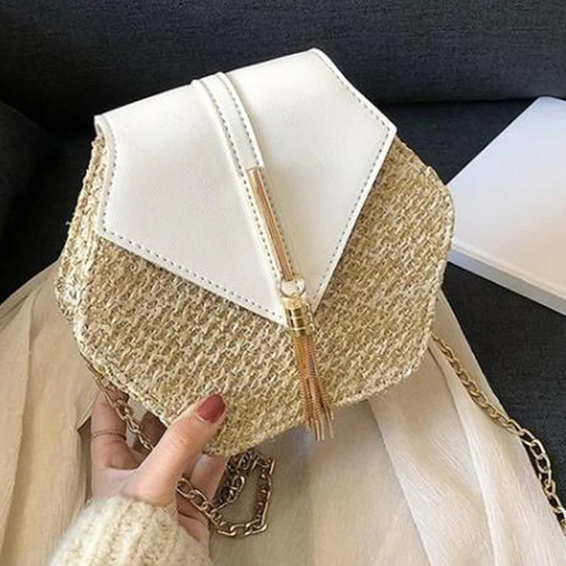 

Women's Fashion Pu Leather Simple Solid Handbag Korean Style Straw Bag Messenger Bags Shoulder Bags Crossbody Bags