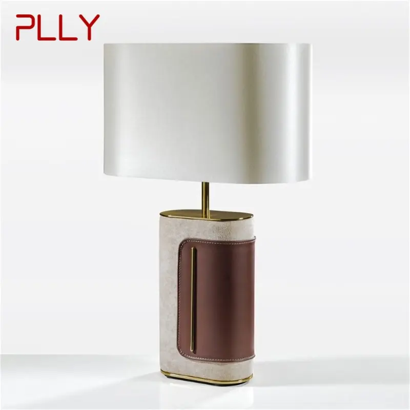 

PLLY Postmodern Table Lamp LED Simple Fashion Bedside Desk Light Vintage Leather Decor for Home Living Room Bedroom