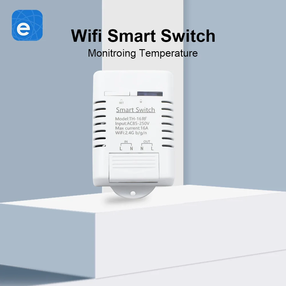 

WIFI 16A EWeLink Smart TH16 Switch Temperature And Humidity Monitoring Control Switch Compatible With Alexa Google Home