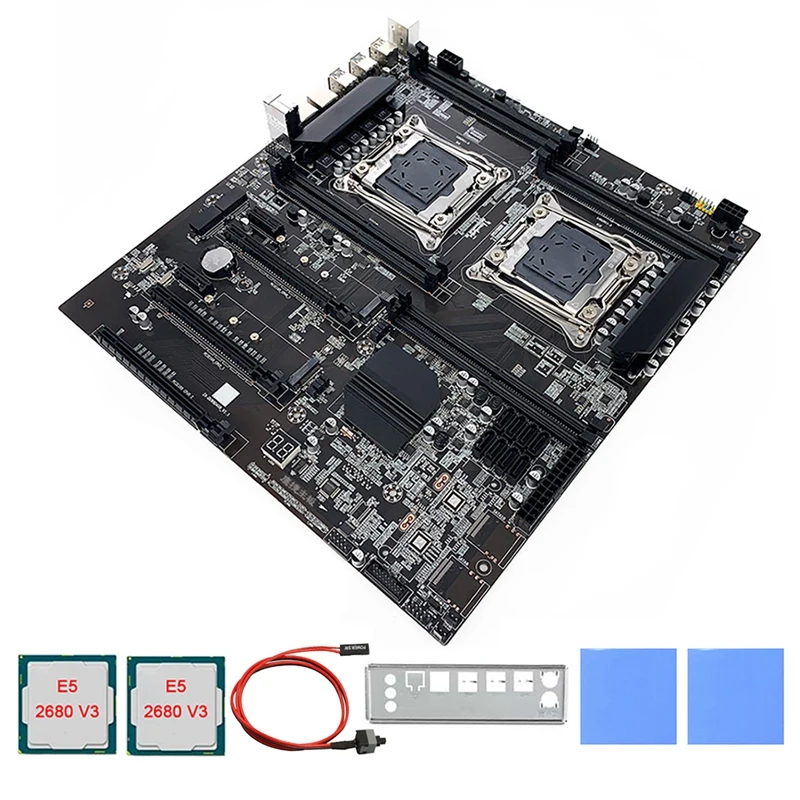 

X99 Dual-Socket Motherboard With E5-2620V3 CPU+Thermal Pad+Switch Cable+Bezel LGA2011-3 Dual CPU DDR4 RAM Slot 8XSATA2.0