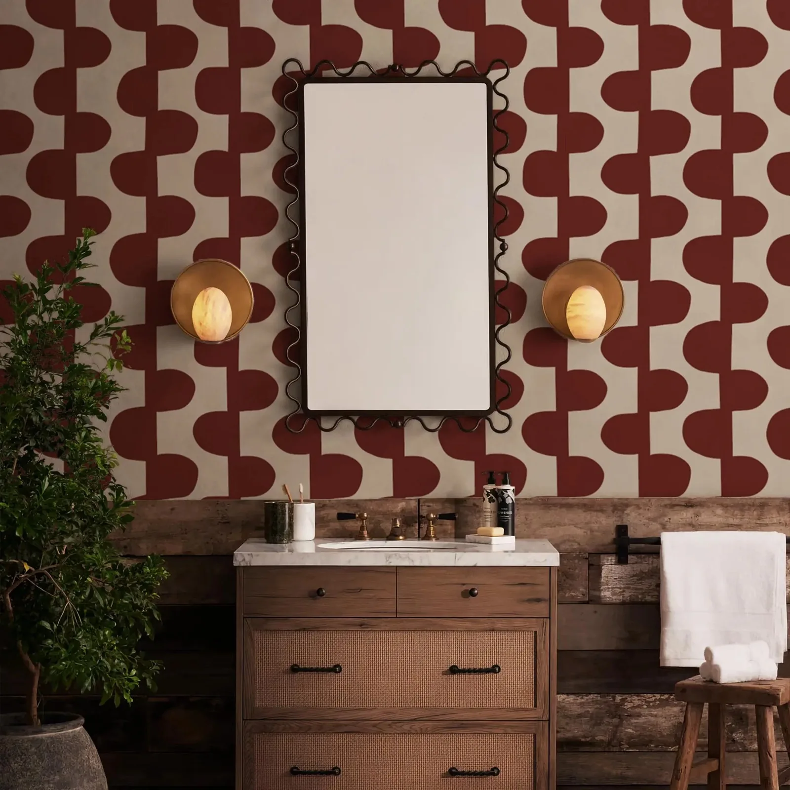 

Винтажные полосатые бумажные обои Pixel&Wall