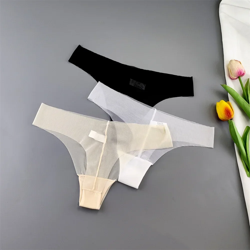 3 шт. прозрачные стринги женские сексуальные сетчатые трусики с низкой талией