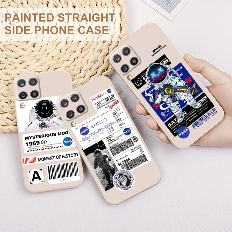 

luxury astronaut poster cool For Samsung A71 A51 A31 A21S A52 A32 A22 A12 A50 A30 A20 A03S 5G Liquid Silicone Rope Phone Case