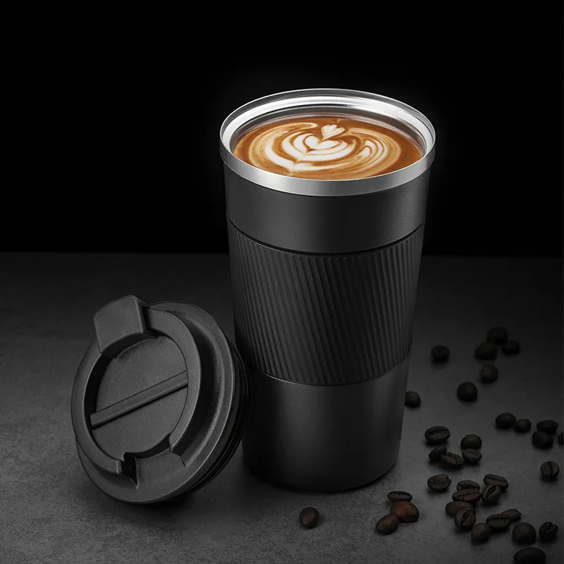 

380ml/510ml Hot Coffee Thermos Double Stainless Steel Mug Non-Slip Case Car Vacuum Flask Thermal Cup Travel Insulated Bottles