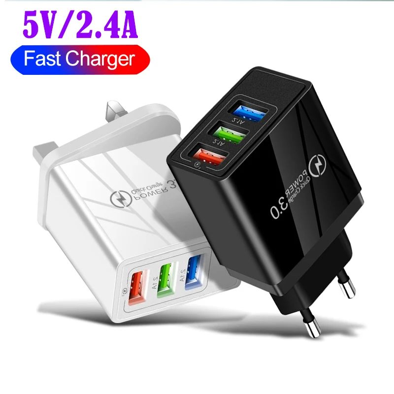 

Mobile Phone Charger 3USB Travel wall charger Adapter For iPhone12 11 Samsung Xiaomi Huawei Smart Mobile phone universal charger