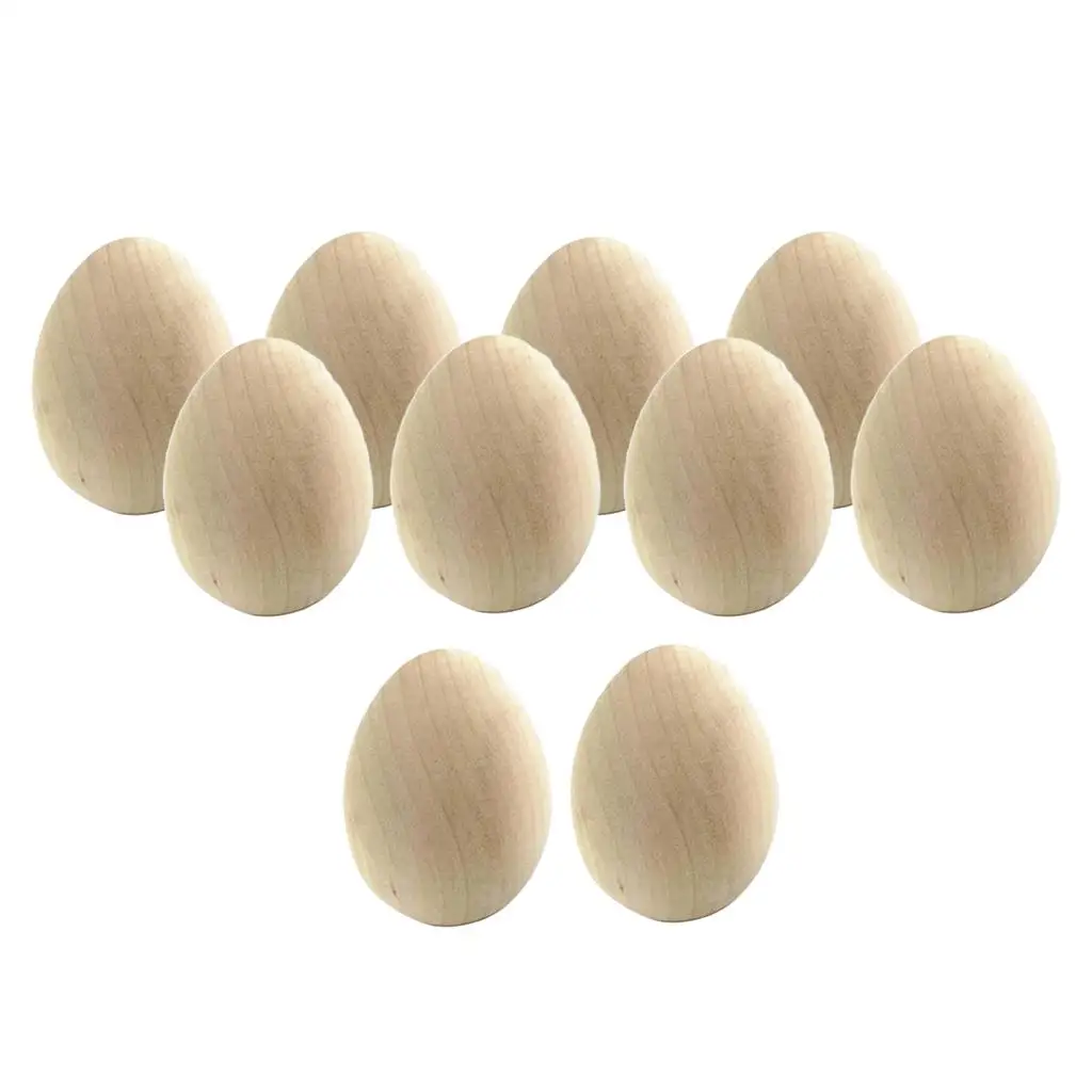 

10 Pieces Wooden Easter Eggs, Display, Smooth, Ready to Paint And Decorate