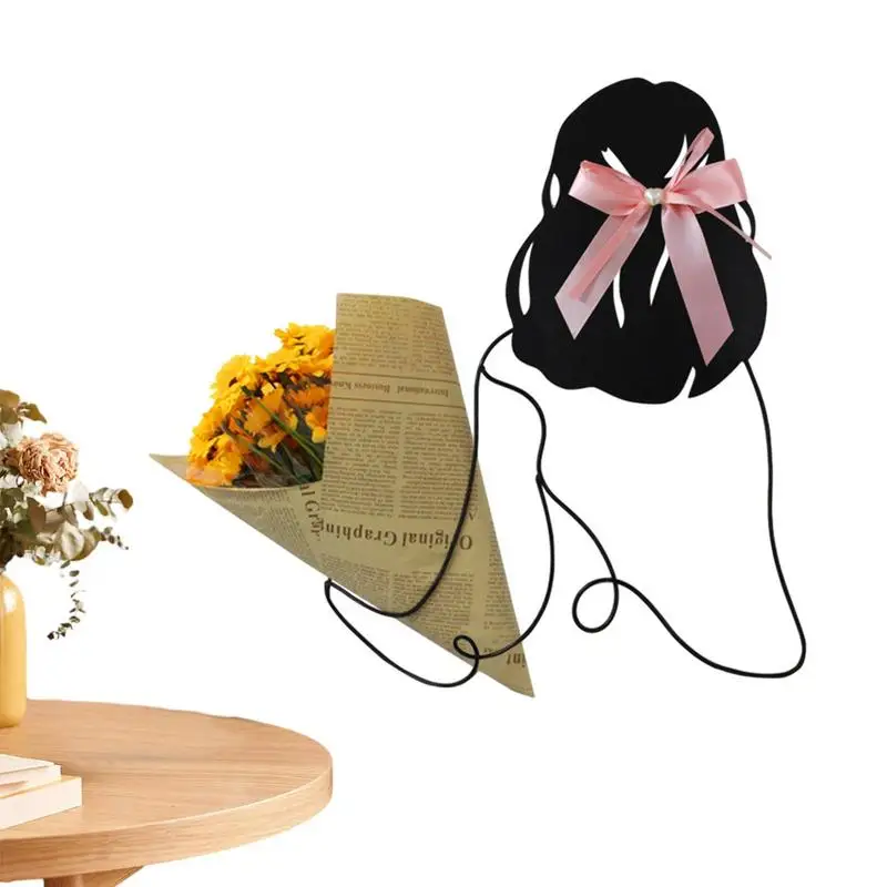 

Wire Art Decor Iron Wire Girl Black Hang Ornaments Metal Girl Flower Black Hang Ornaments For Living Room Patio Balcony Bathroom