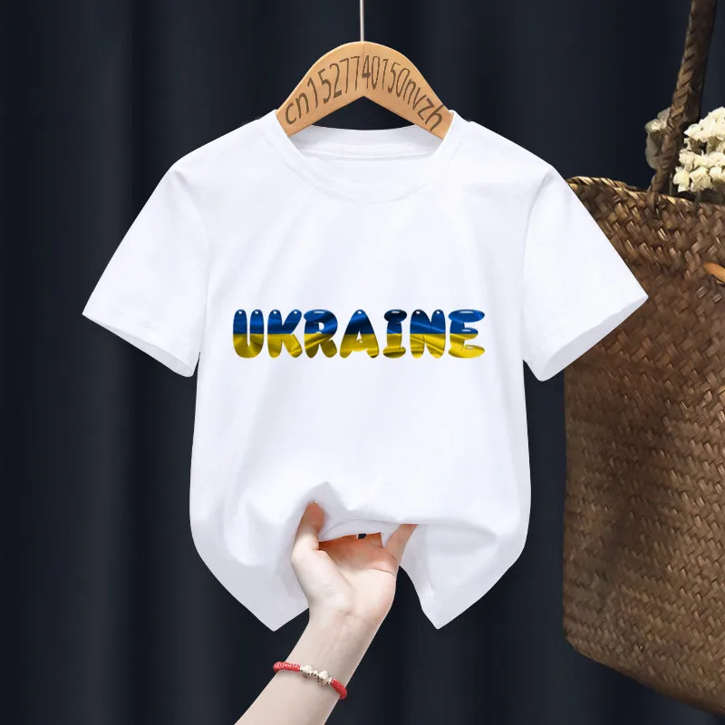 

Украинские Забавные футболки для мальчиков и девочек, детские подарочные аниме подарочные футболки в стиле Харадзюку для маленьких детей, ...