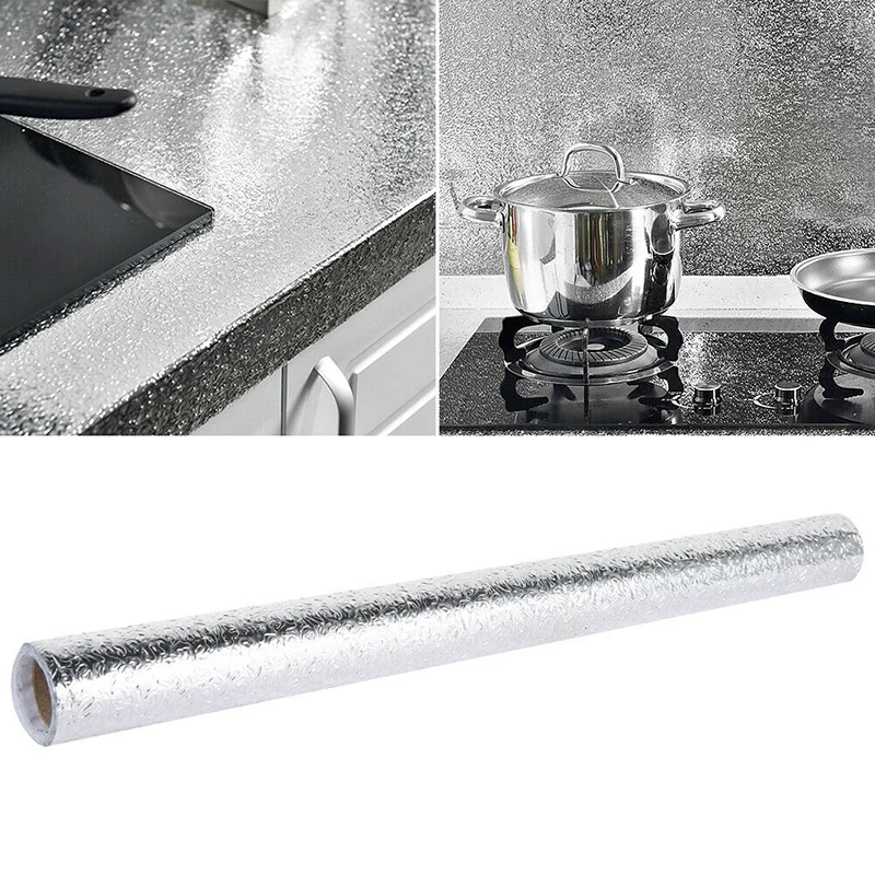 

40cm*100cm Waterproof Oil-Proof Aluminum Foil Kitchen Wall Sticker High Temp Resistant For Kitchen Home Renovation