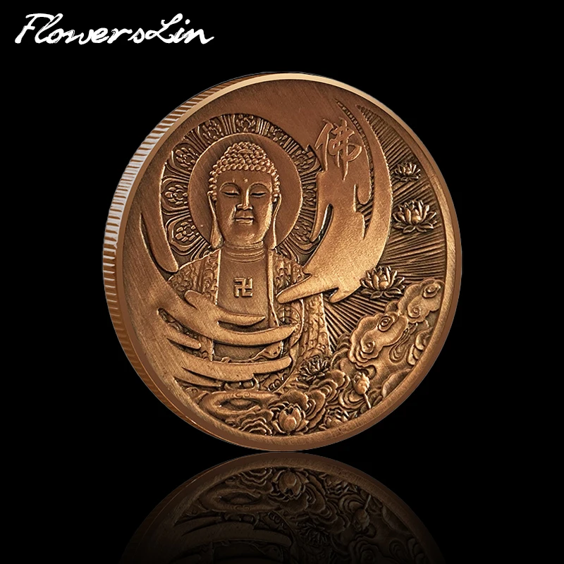 

Buddhism Commemorative Coin Buddha Lucky Coin Buddha's Compassion Religious Belief Retro Copper Specie Embossed Metal Craft Gift