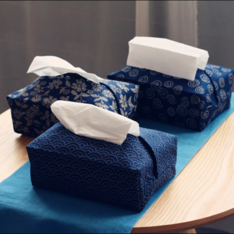 

Japanese retro style gilded printing fabric paper towel cover bag suction bag box