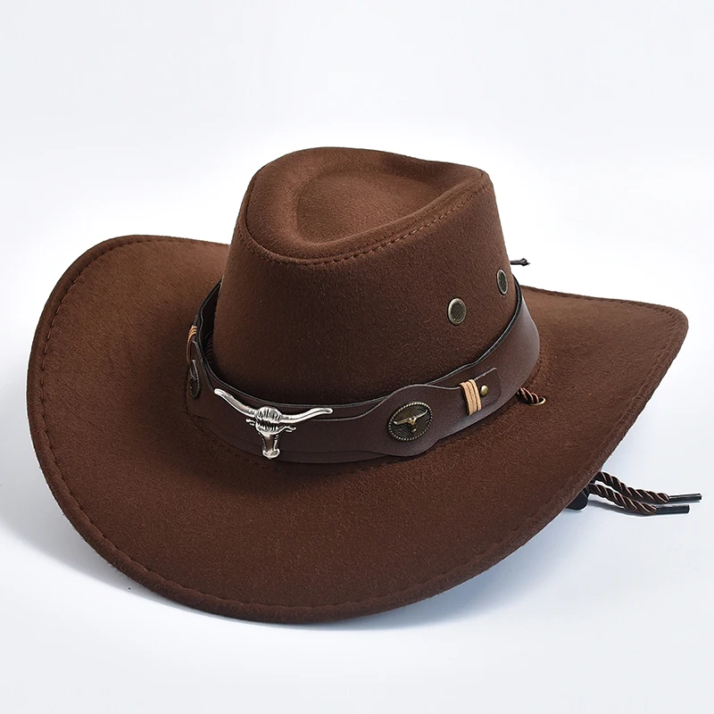 

New Artificial Suede Western Cowboy Hats For Men Gentleman Cowgirl Jazz Hat Curved Brim Party Travel Hat