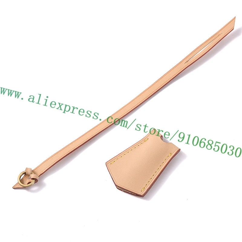 Top Quality Real Vachetta Vegetable Tanned Calfskin Key Bell Hanging Tag Strap Customized Name Hot Stamp Service
