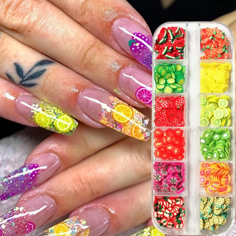 

3D фрукты для дизайна ногтей, сделай сам, дизайн, крошечные ломтики, украшение, акриловая красивая полимерная глина, блестящая, искусственная...