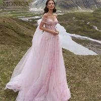 monica sweetheart candy color wedding dress for women off the shoulder appliques a line bride gown floor length robe de mariee