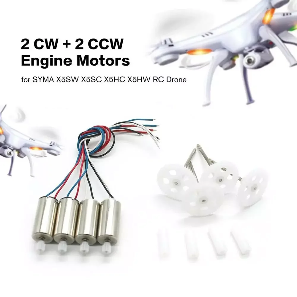 Купи Quadcopter Replacement Spare Parts 2 CW + 2 CCW Engine Motors with Gears for SYMA X5SW X5SC X5HC X5HW RC Drone за 763 рублей в магазине AliExpress