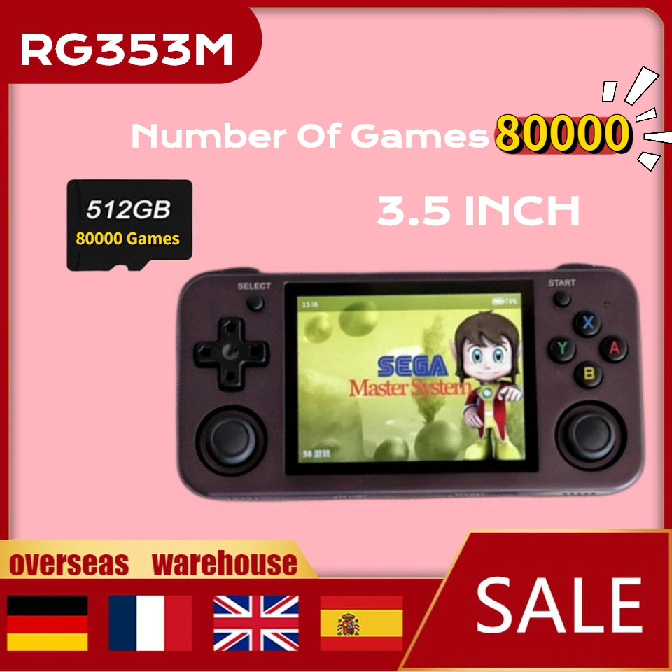 

512G 80000 Games ANBERNIC Original RG353M Handheld Game Console WIFI Bluetooth Android&Linux 3.5Inch IPS Multi-touch Screen