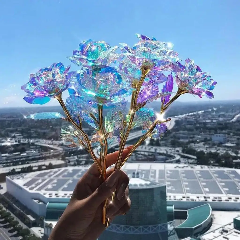 

5PC Colorful Luminous Rose Artificial LED Light Flower Unique Gifts For Girls