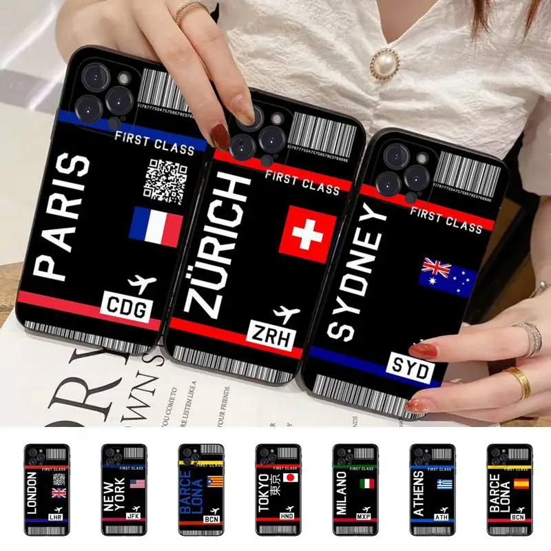 

INS Light Ticket Airplane Phone Case for iPhone 11 12 13 mini pro XS MAX 8 7 6 6S Plus X 5S SE 2020 XR case