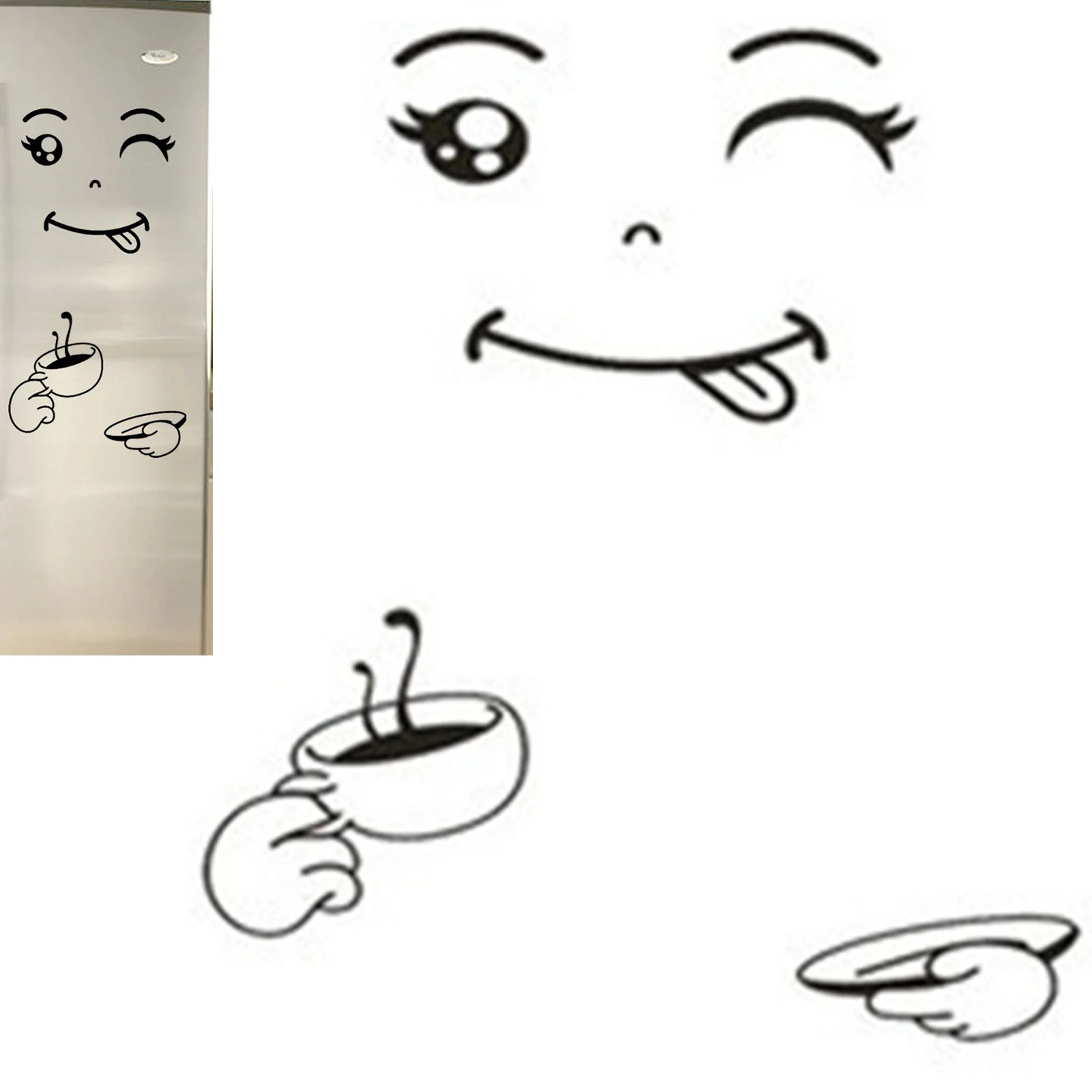 

Fridge Smile Sticker | Cute Refrigerator Decal Smiling Face Stickers | Kitchen Fridge Wall Sticker Cute Sticker Fridge Happy Del