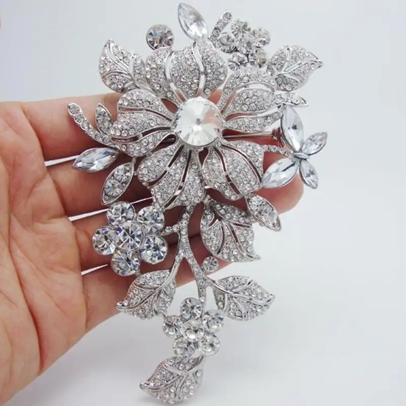 

Sparkling Flowers Ice Out Cubic Zirconia Brooch for Women Elegant Exquisite Jewelry Gifts Free Shipping