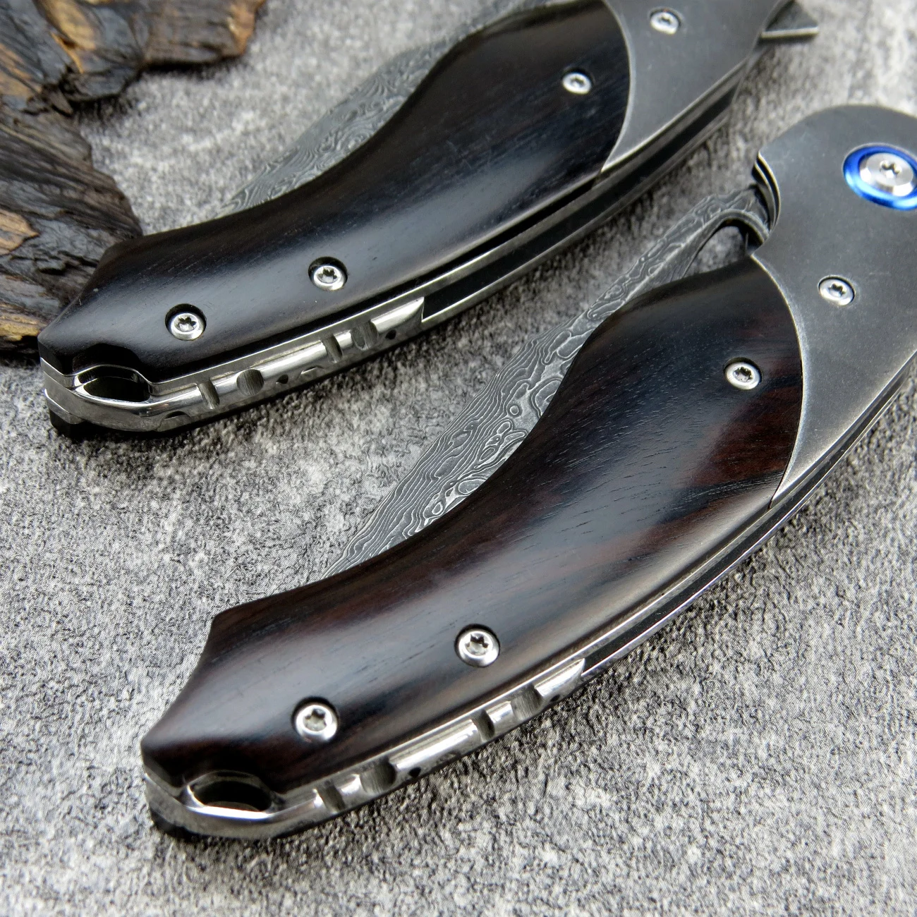 Складной нож из дамасской стали siтрудоen ST235 VG10 + ручка с ЧПУ деревянной ручкой