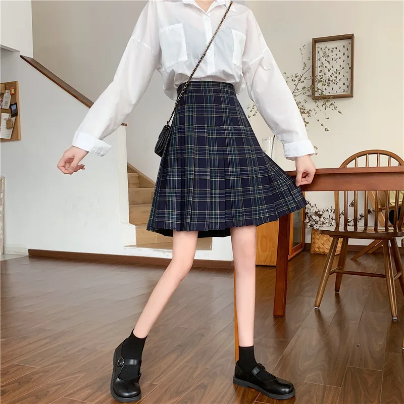 2023 корейский стиль колледжа плиссированная Женская одежда пышная юбка ретро