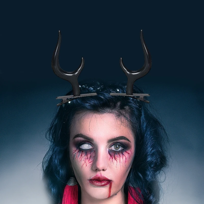 95AB монокулярные очки с цепочкой рога дьявола заколки для волос солнцезащитные