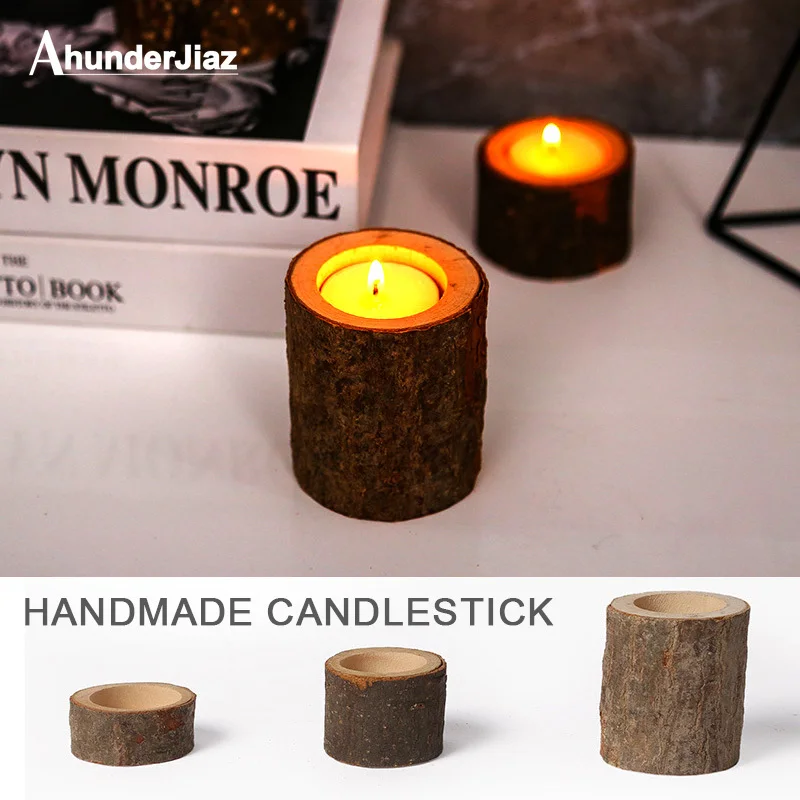 

Wooden Candlestick Crafts Creative Decoration Wedding Tissue Ring Candlestick Log Pile Home Decoration Succulent Decoration