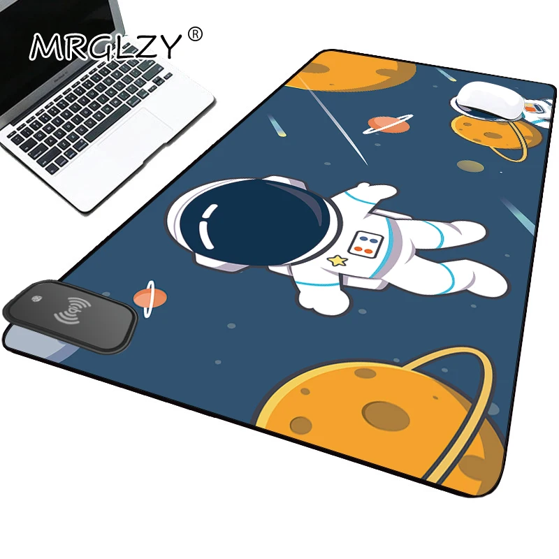 

Cartoon Wireless Charging Mouse Pad Astronaut Planet Kawaii Mousepad Rug Office Accessories Table Mat Keyboards Rog Pc Gamer
