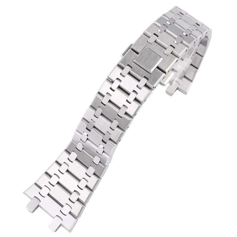 Фото Серебряный браслет из нержавеющей стали 904L для AP 15400 Audemars Piguet Royal Oak ремешок мужские ремешки для часов 21 мм 26 мм №5