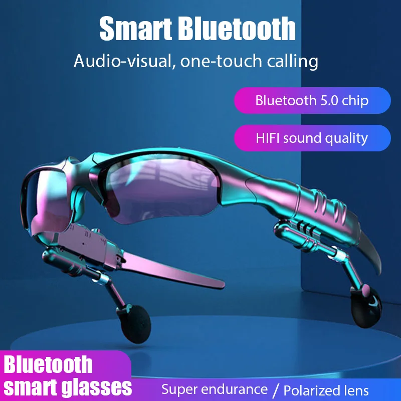 

Bluetooth Glasses Stereo Wireless Headphones with Microphone Polarized Sunglasses Noise Cancelling Earphones Sports Riding Glass