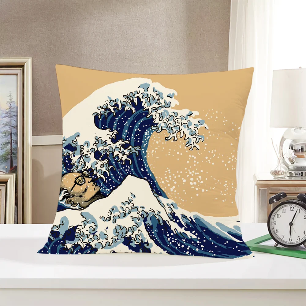 

CLOOCL Japanese Waves Pillowcase Ukiyo-e Aesthetic Painting 3D Printed Pillow Cover Home Car Textiles Pillow Case Cushion Cover