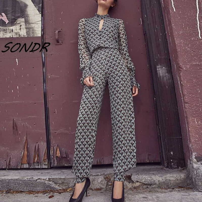 

Женский комбинезон с длинным рукавом, с вырезами