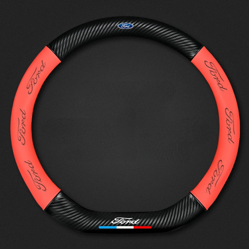 

Carbon Fiber Car Steering Wheel Cover For Ford Focus Fiesta Ranger Mondeo Escort Falcon Flex S-MAX Kuga Mustang Car Interior