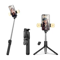 3 in 1 selfie stick tripod with led light bluetooth shutter remote control flexible wireless stabilizer foldable for ios android