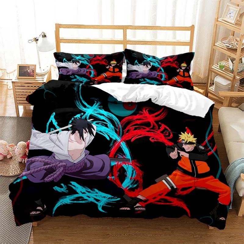 

Bedding Set Uzumaki Narutos Duvet Cover Double Twin Full Queen King Adult Kids Bedclothes Quilt Cover 3D Anime Sasuke Uchiha