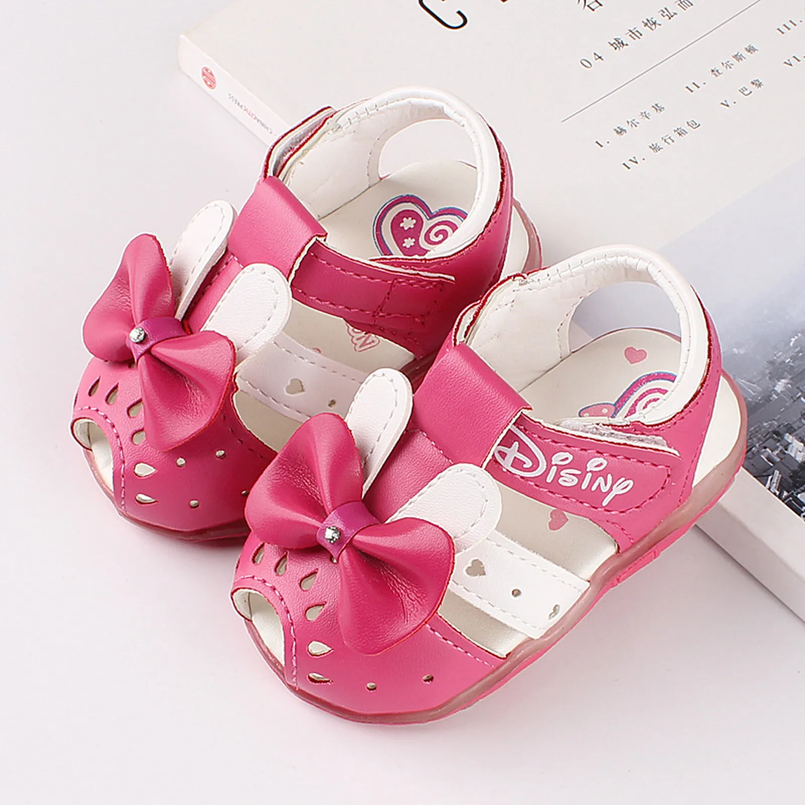 Toddler Flowers Girls Sandals Lighted Soft-Soled Princess Baby Shoes 0-3.5Years 