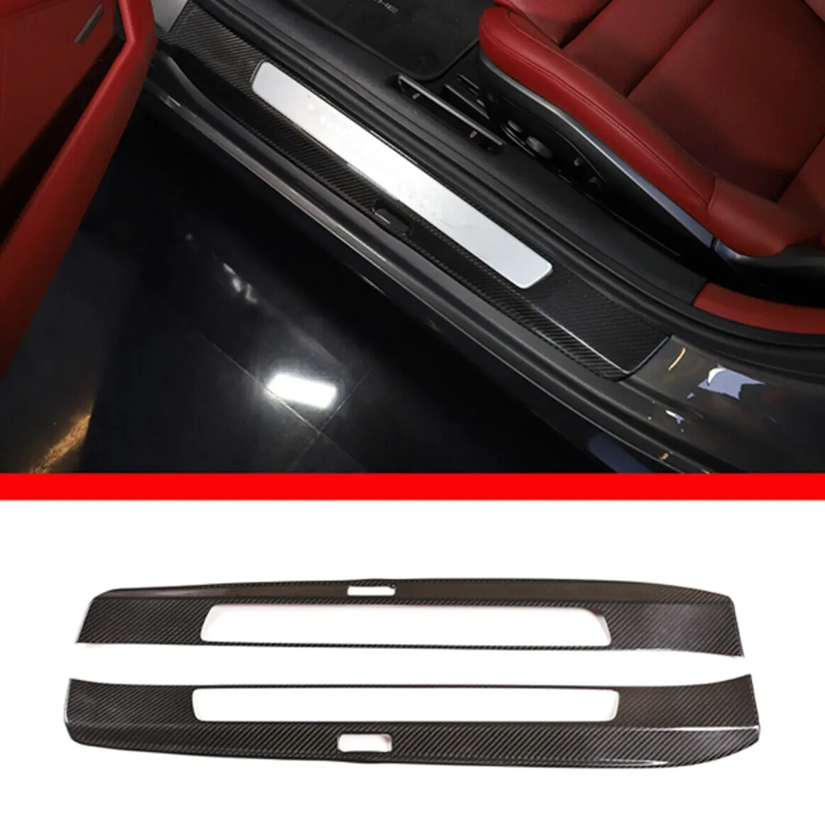 

2 шт., накладки на порог двери из настоящего углеродного волокна для Porsche 911 2019-2020