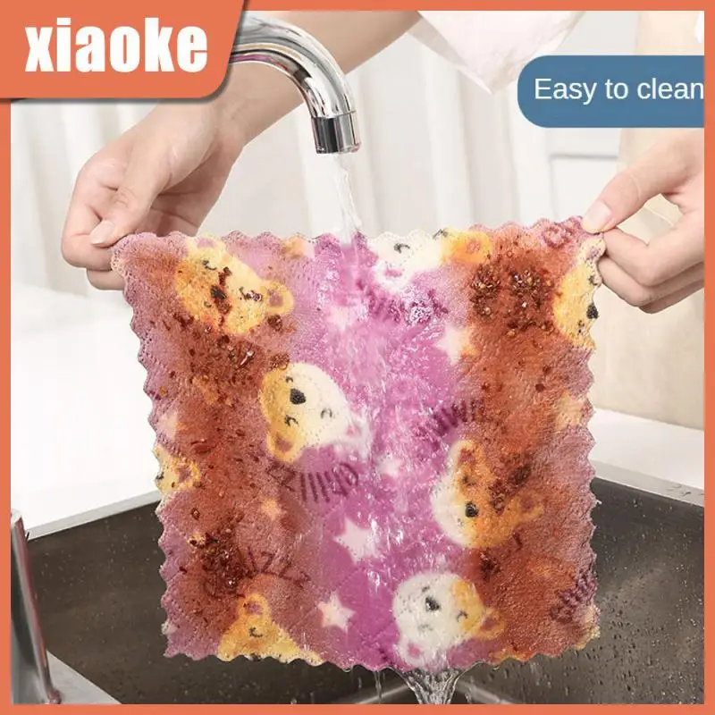 

Available In Five Colors Vivid And Lovely Dishwasher Cloth Double Sided Kitchen Towel Washable And Reusable Coral Velvet Opp Bag