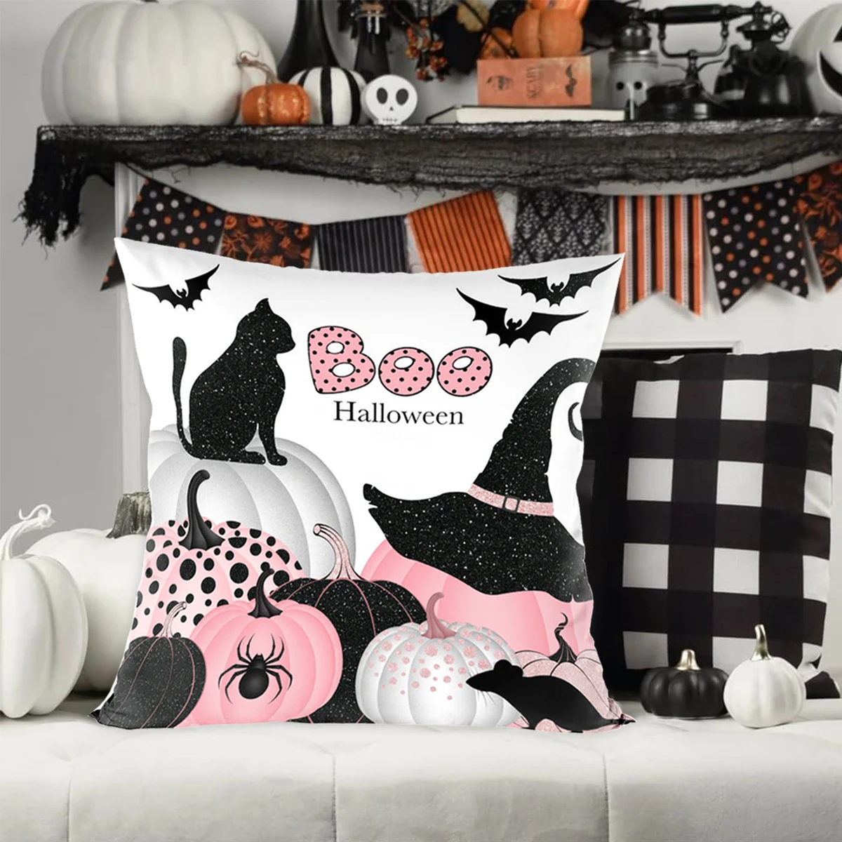 Чехол для подушки в виде тыквы или летучей мыши