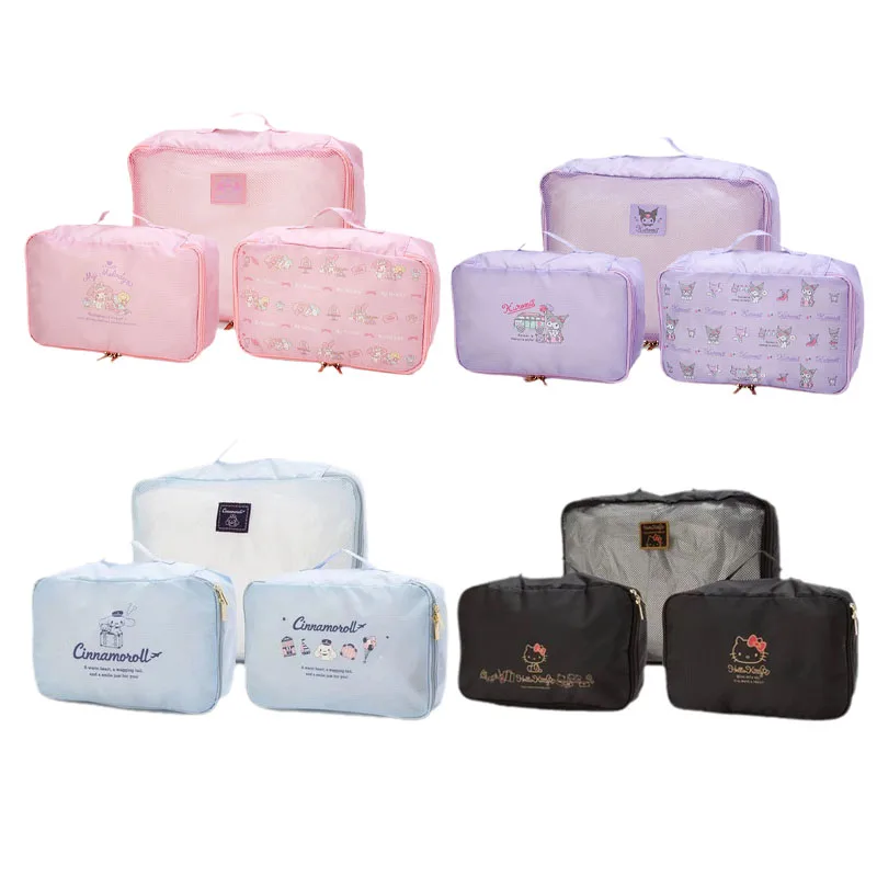 

Sanrio Cinnamoroll My Melody Kuromi Kittys Anime Kawaii Cute Sub-Pack Storage Travel Clothing Sorting Bag Set 3 Pieces Set Gifts