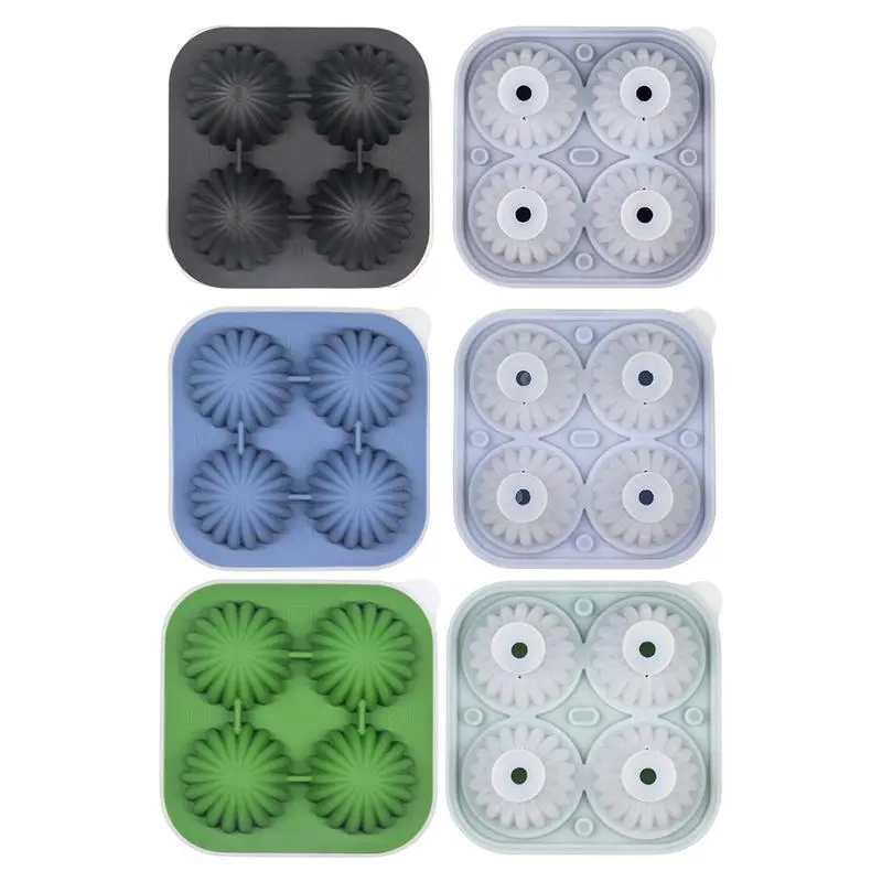 

Mold Creative Cactus Ice Cube Molds with 4 Grids Reusable Easy Release Silicone Round Ice Sphere Tray with Lids